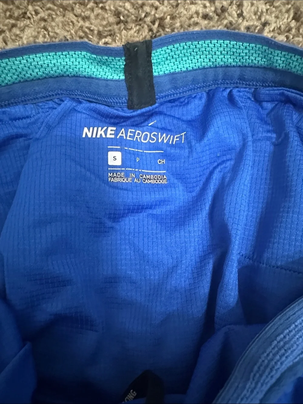 Nike Blue Aeroswift Running Shorts with Black Swoosh